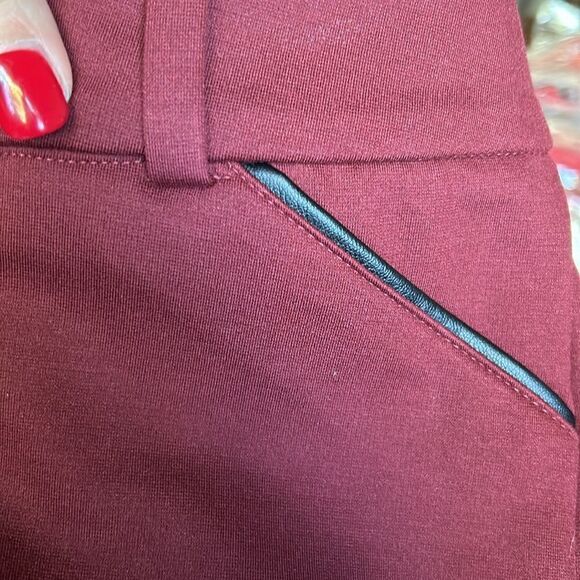 Alfani Womens Faux Leather Trim Casual Trouser Pants, Red, 10 P size NWT - Picture 4 of 8